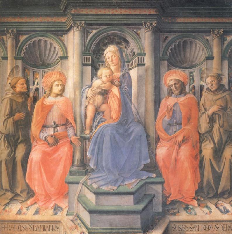 Fra Filippo Lippi Madonna and Child Enthroned with Sts Francis,Damian,Cosmas and Anthony of Padua